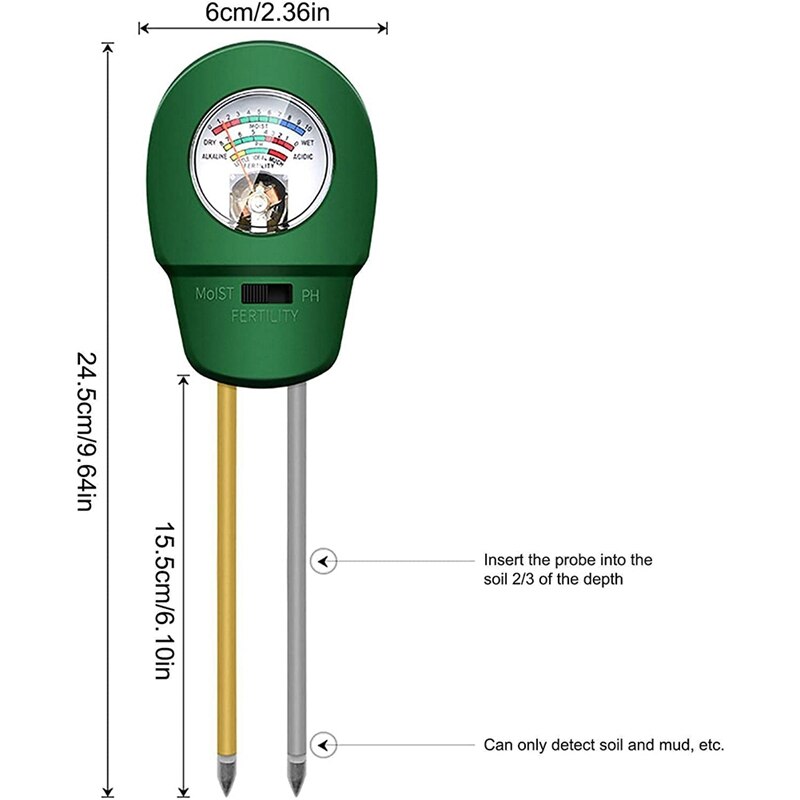 2Pack Boden PH-Meter,3-in-1 Boden Tester mit Boden Fruchtbarkeit, feuchtigkeit und PH-Meter, Verwendet für Anlage Pflege, Feuchtigkeit Monitor