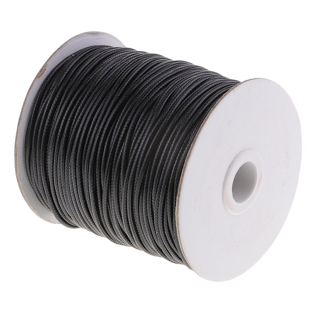 80 Meters 2mm Cotton Waxed Cord Beading DIY Jewelry Making Thread for Leather Sewing Crafting Shoe Bag: Black as described