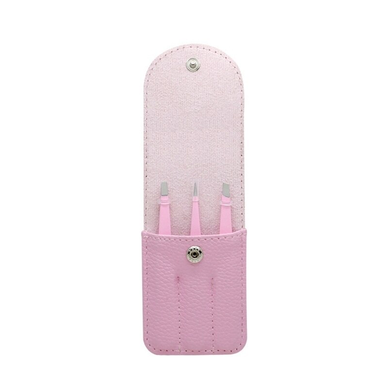 3 Pieces/Set of Stainless Steel PU Leather Popular Eyebrow Tweezers Beauty Removal Makeup Tool For Kit Ladies: style 3
