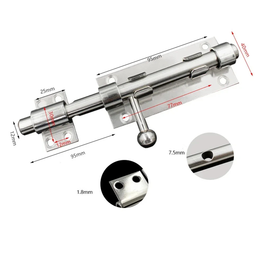 Door Bolt Lock Latch Stainless Steel Lock Latch For Home Hardware Gate Safety Door Bolt Window Catch Sliding Door Lock Silver