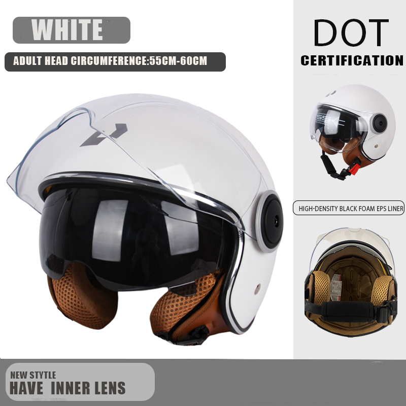 DOT-zertifizierter Vintage-Helm, offener Motorrad-Helm mit offenem Gesicht, Retro-3/4-Helm, Cruise Casco Casque Moto, Herren und Damen: Grau