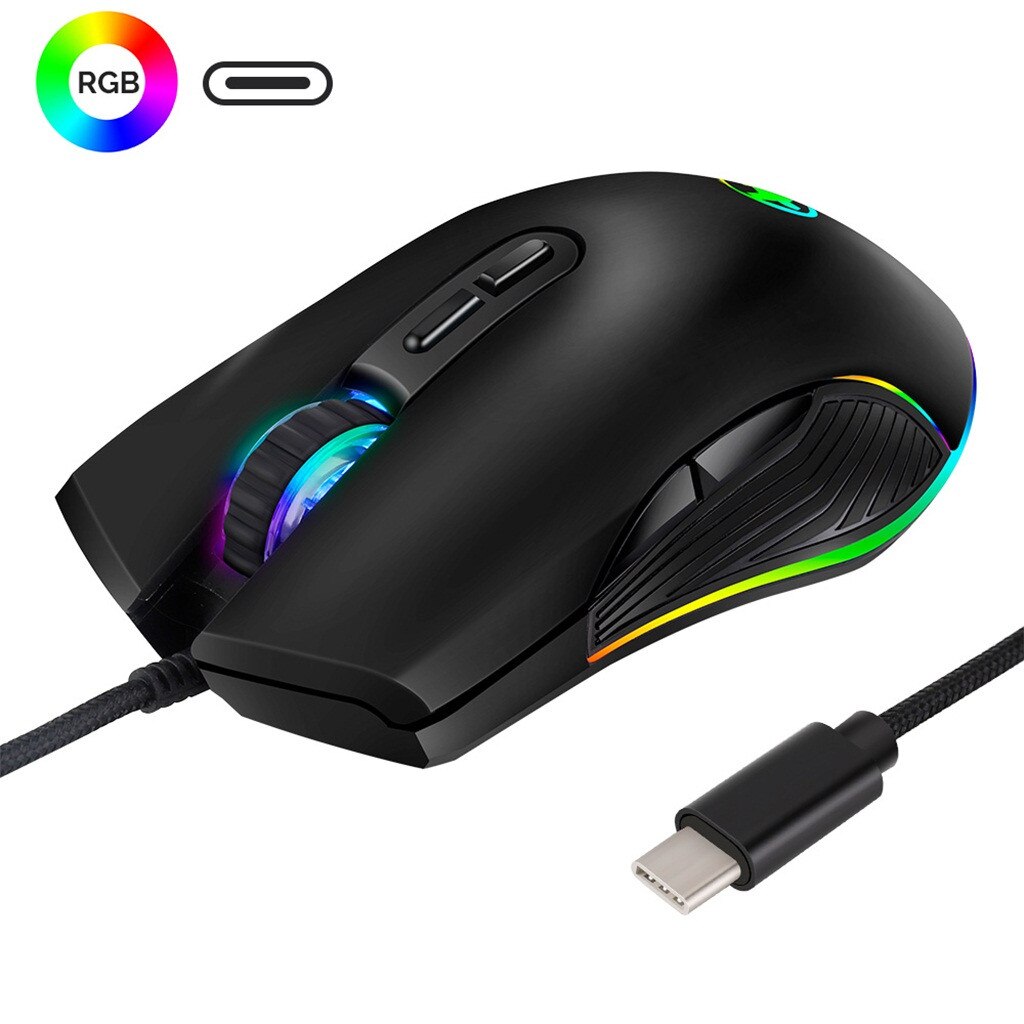 Type-C Ergonomic Mice 4 Backlight Modes Up To 3200 DPI RGB Wired Gaming Mouse ast and accurately data transmission#T2: Default Title