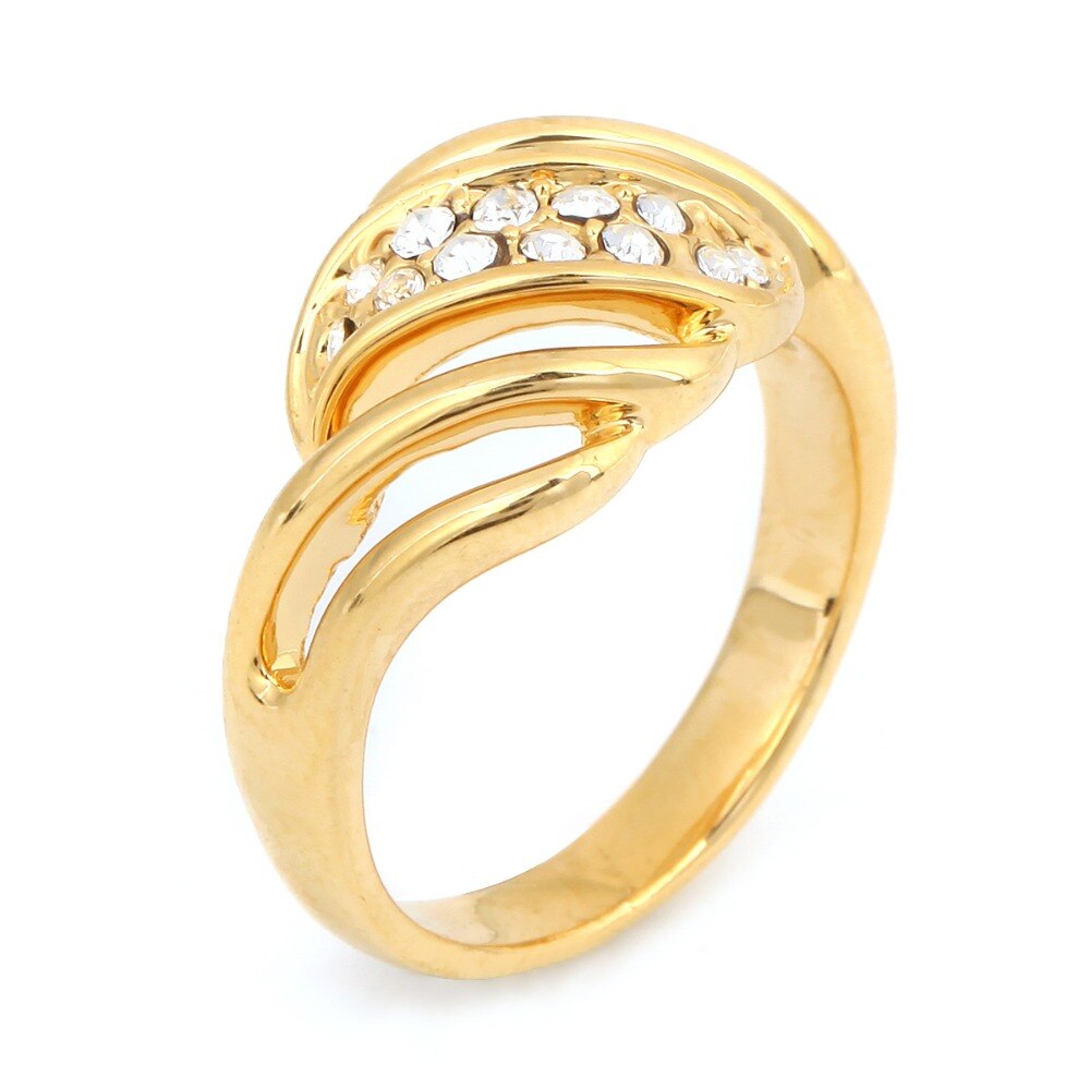 Gold Wedding Ring Engagement Ring Crystal Ring With 24K Gold Color