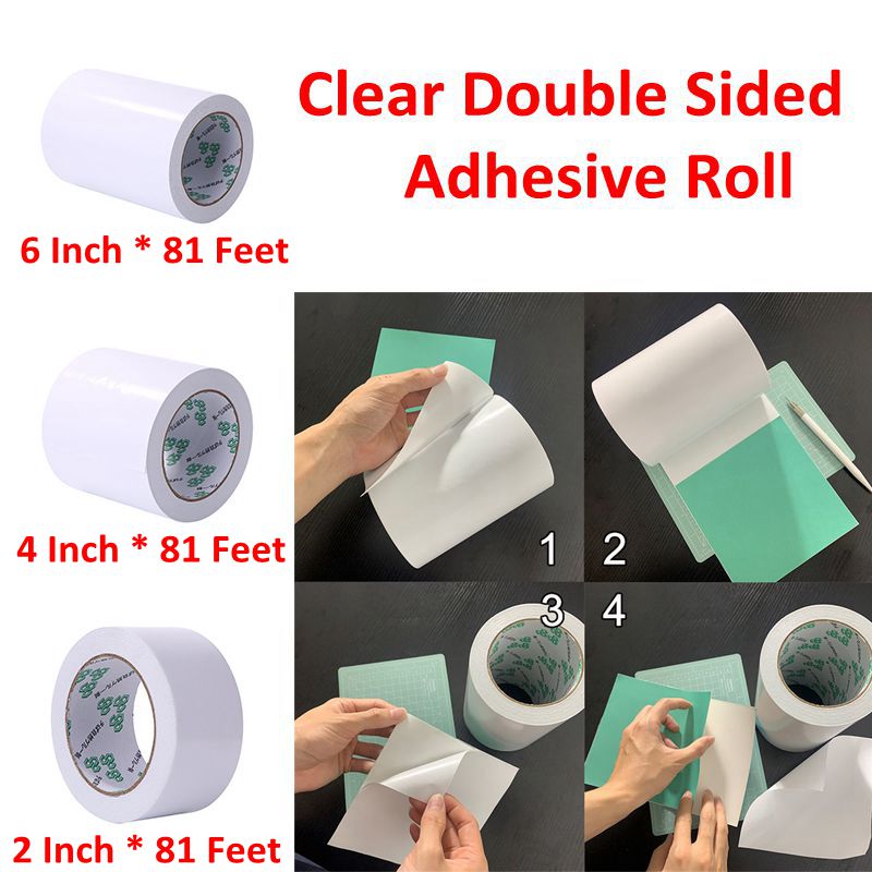 6/4/2 Inch * 81 Feet Clear Double Sided Adhesive Roll for DIY Scrapbooking Card Album Photo Embellishments Making Sticky Tape