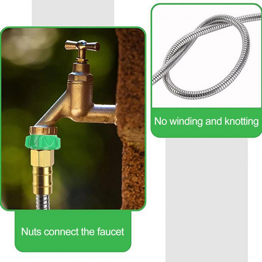 1-3M Short Garden Hose Metal Leakproof Leader Hose Universal Fit Secure Connection Garden Watering Stainless Steel Flexible Hose