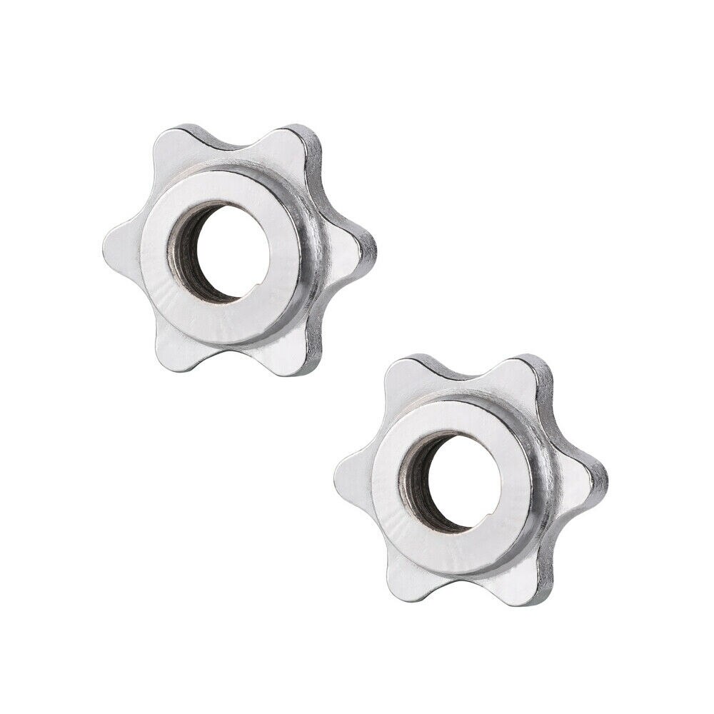 1 par stål håndvægt lås spinlock kraver barbell bar clips spin lås skrue tjek møtrik tilbehør til træningsudstyr: Beige