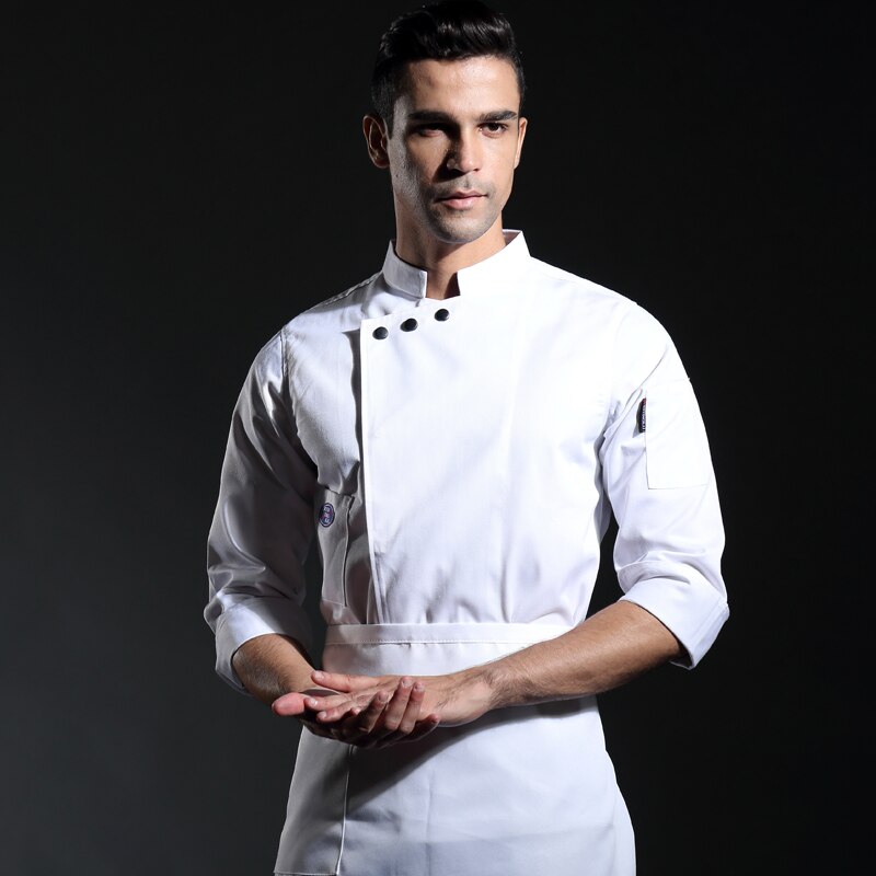 autumn black sous chef coat long sleeves restaurant uniform hotel uniform black men