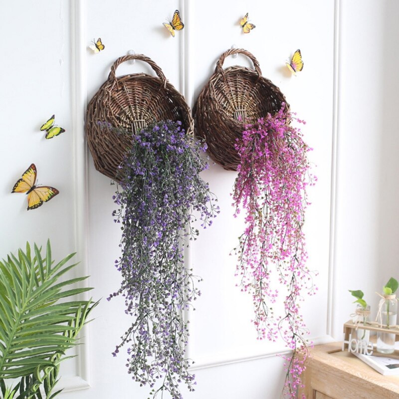 Wicker Rattan Flowers Hanging Baskets Vine Pot Planter Hanging Vase Container Wall Plant Baskets for Garden Hanging Baskets
