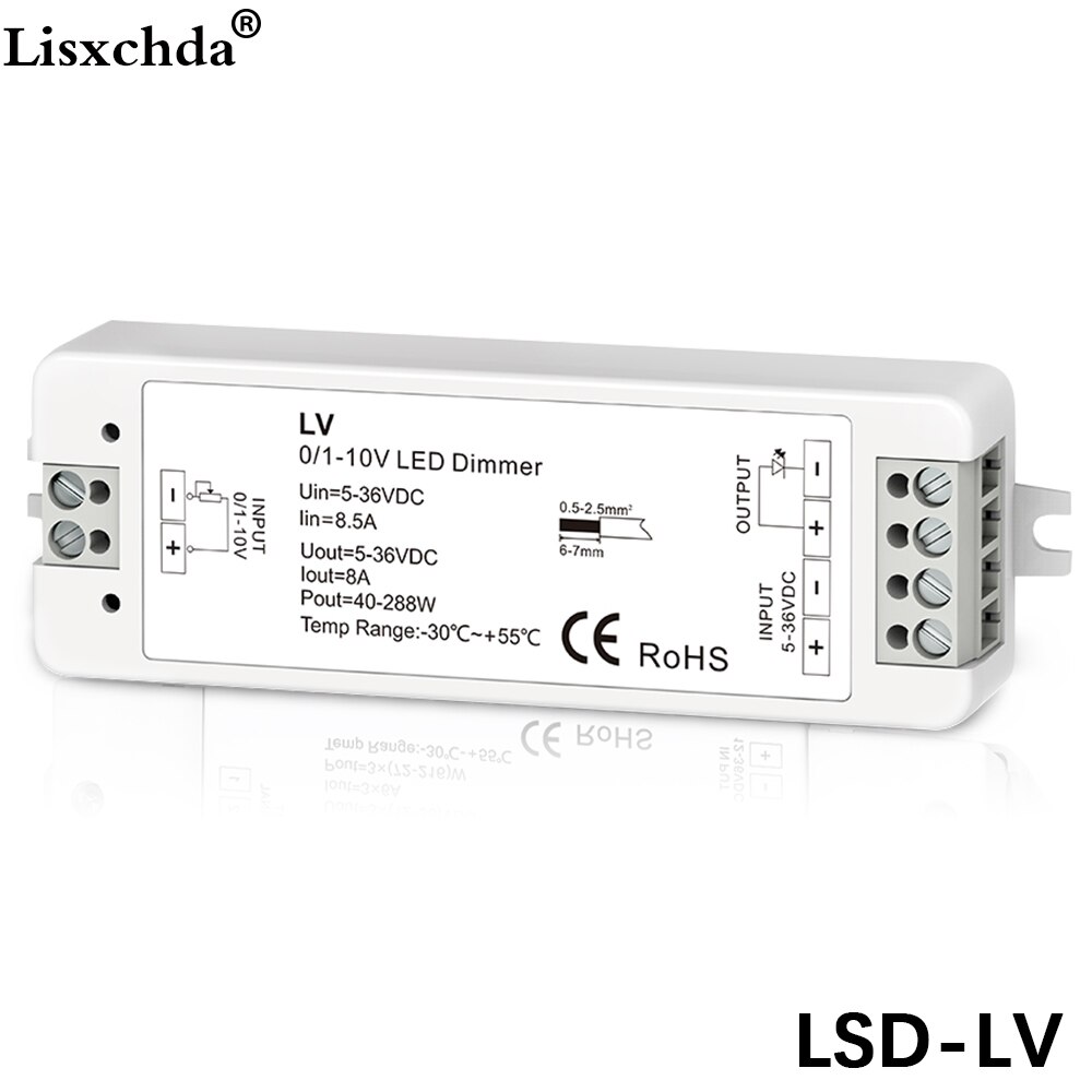 DC5-36V 0/1-10V LED dimming controller 1 channel 0/1-10V input 1 channel PWM output use for fluorescent lamp LED lighting: LSD-LV