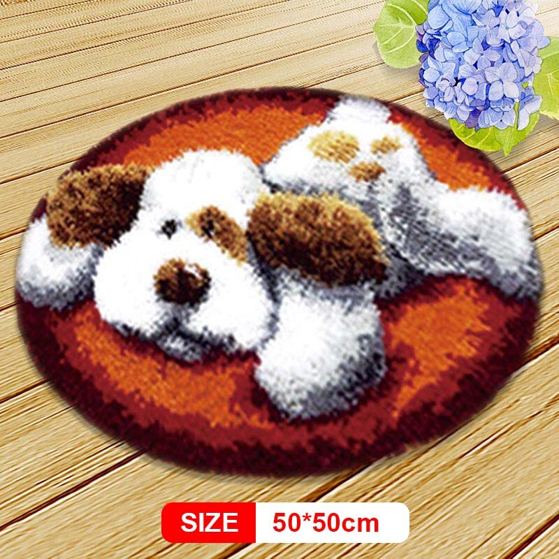 Animal Series Latch Hook Rug Kits Dogs 3D Segment Embroidery Pillow Wool Cross Stitch Carpet Embroidery DIY Latch Hook Pillow: DTX007