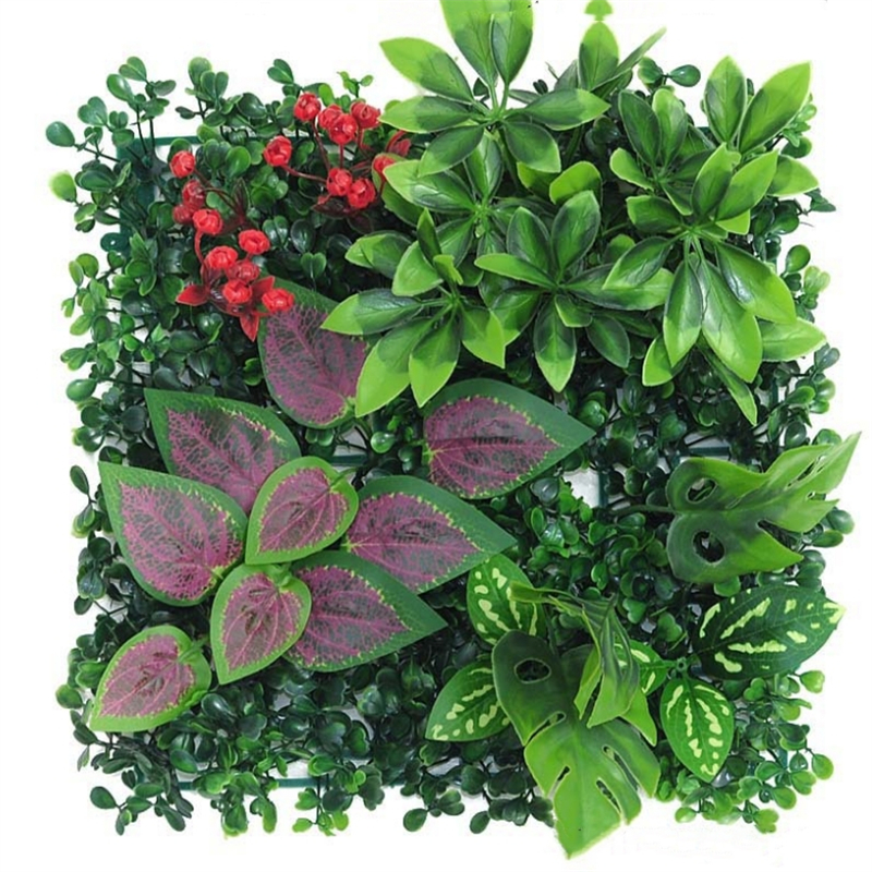 25x25cm Green Artificial Plants Wall Panel Plastic Outdoor Lawns Carpet Decor Home Wedding Backdrop Party Grass Flower Wall: Light Pink