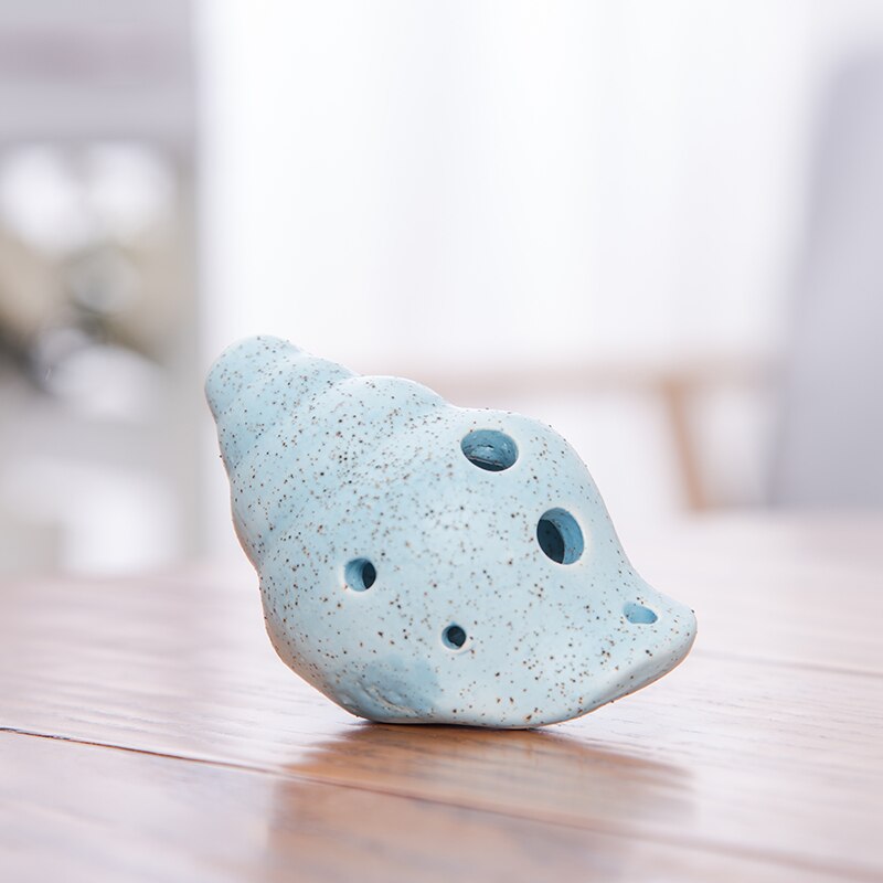 Ocarina 6 Hole Small Conch Ocarina Alto C Tone Beginner Ocarina Tourist Souvenir Teaching Toys Ceramic Pendant: Sky blue