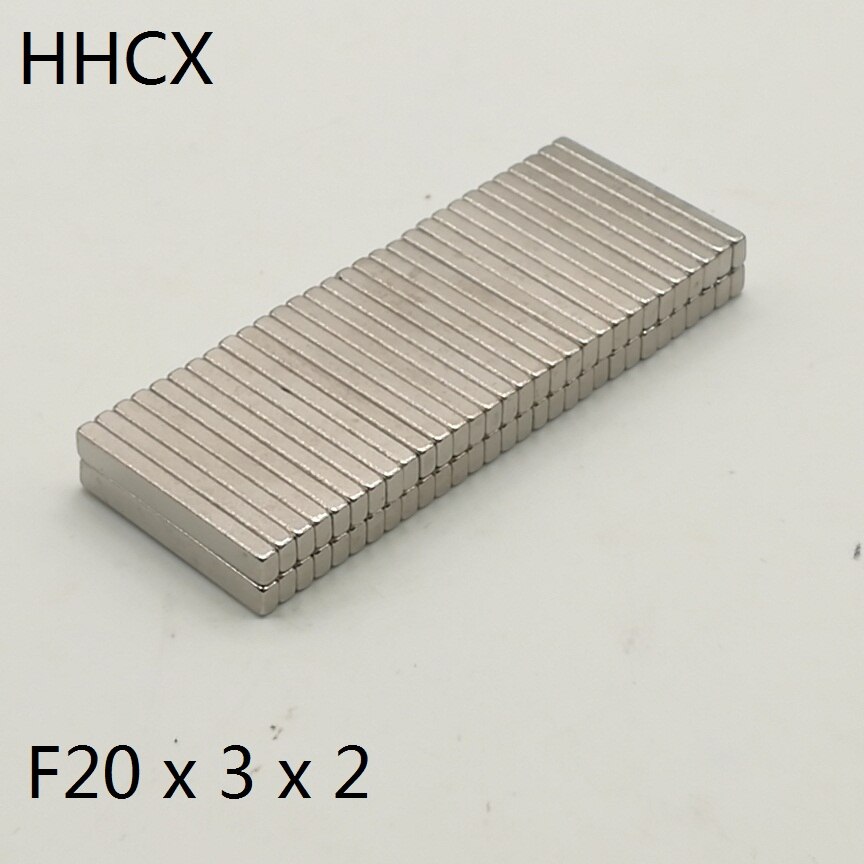 10 20 50 100 unids/lote imán 20*3*2 N35 bloque de imán de neodimio hierro boro (NdFeB) 20x3x2 imanes 20 x 3 x 2 para Motor