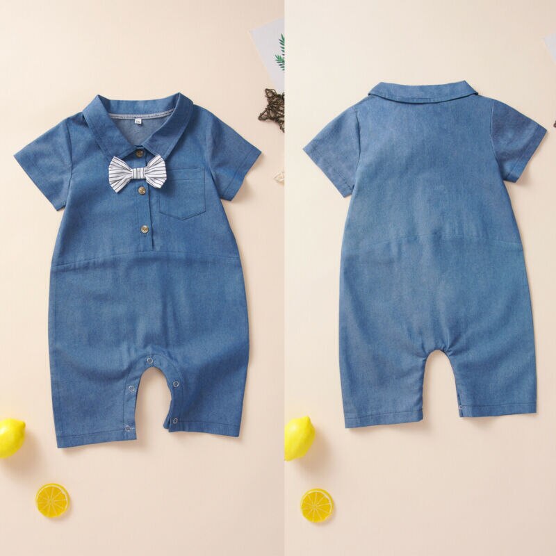 Newborn Infant Baby Girl Boy Spring Clothes Cotton Romper Denim Jumpsuit Outfits