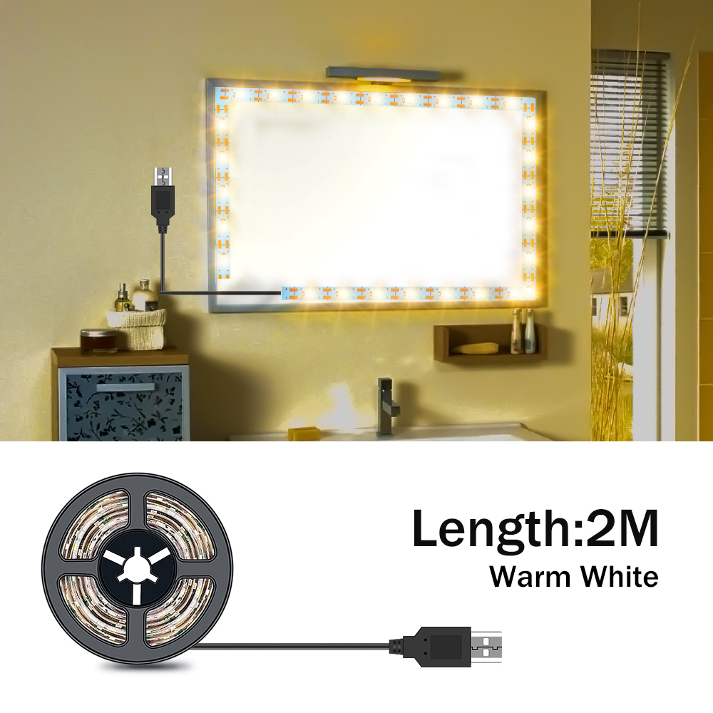 Cinta de luz LED para espejo de maquillaje, tira de luz no impermeable para tocador de Hollywood, bombilla LED para pared, lámpara cosmética