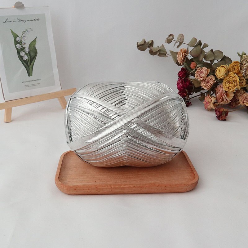Metallic Tshirt Garen Gehaakte Breien Handwerken Weven Fancy Dikke Doek Wol Glanzend Goud Zilver Purse Handtas Diy Materiaal