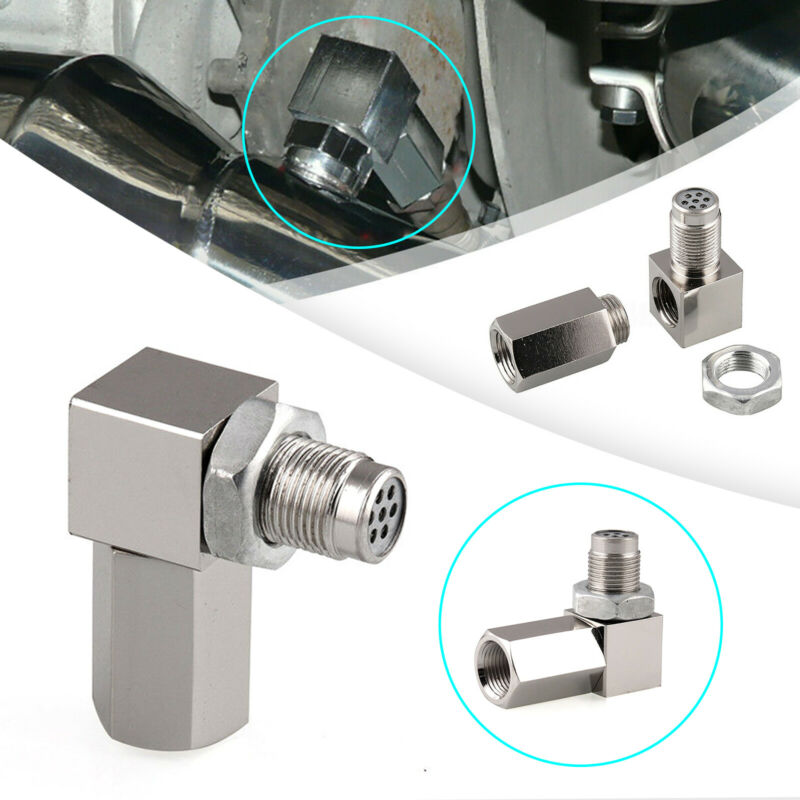 Catalizador de escape Sensor de oxígeno trasero espaciador 90 grados Mini catalizador Lambda O2 adaptador CEL Fix, M18 * 1,5 Universal