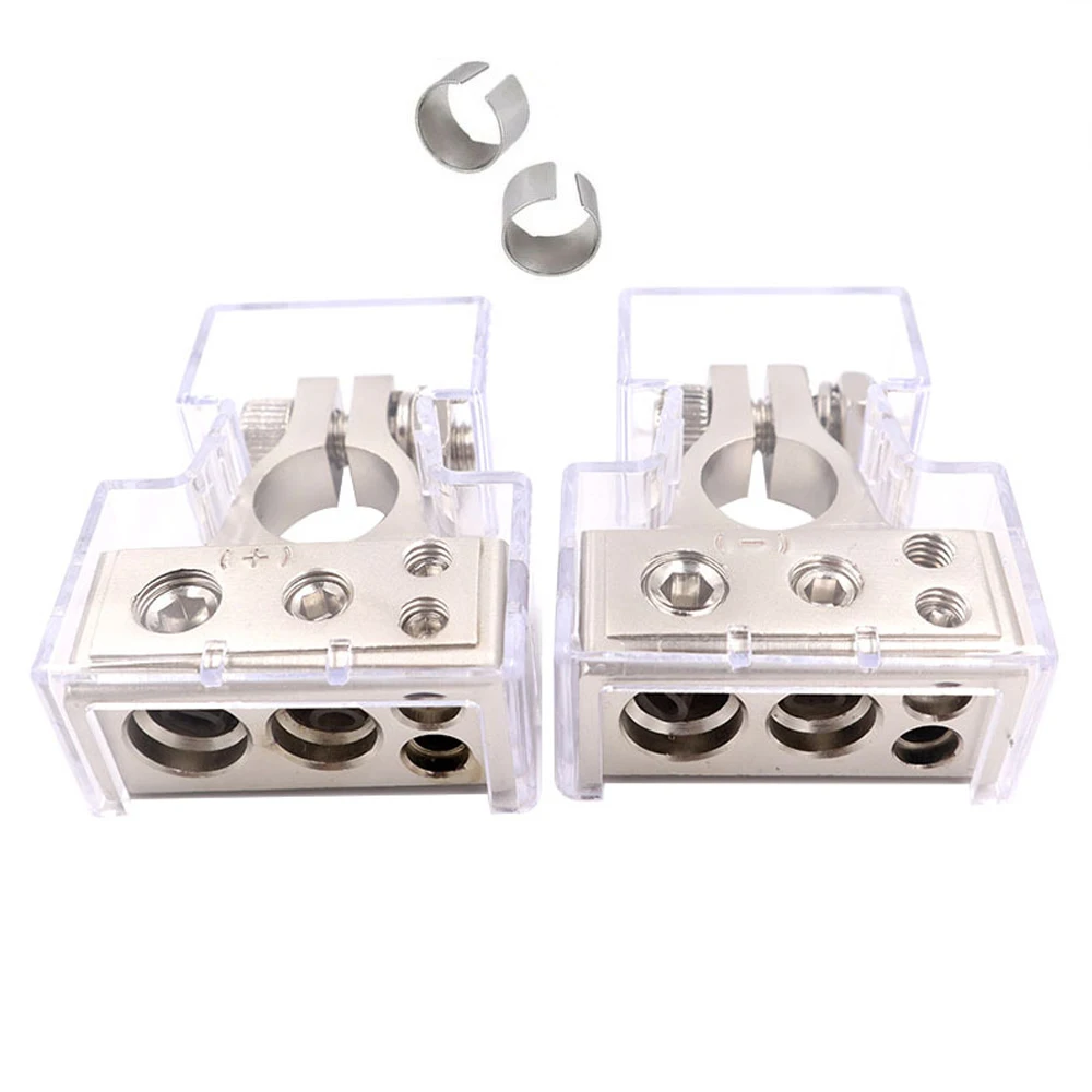 1 Paar Auto-Batterie-Anschlussklemmen-einstellen, 2/4/8/10 AWG, Auto-Audio-, positiv Negativ Batterie-Pfostenklemme mit transparenten Abdeckungen, Unterlegscheiben: verrotten