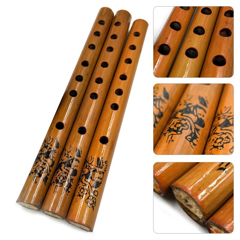 1PC Chinese Traditional 6 Hole Bamboo Flute Vertical Flute Clarinet Student Musical Instrument Wood Color 24CM
