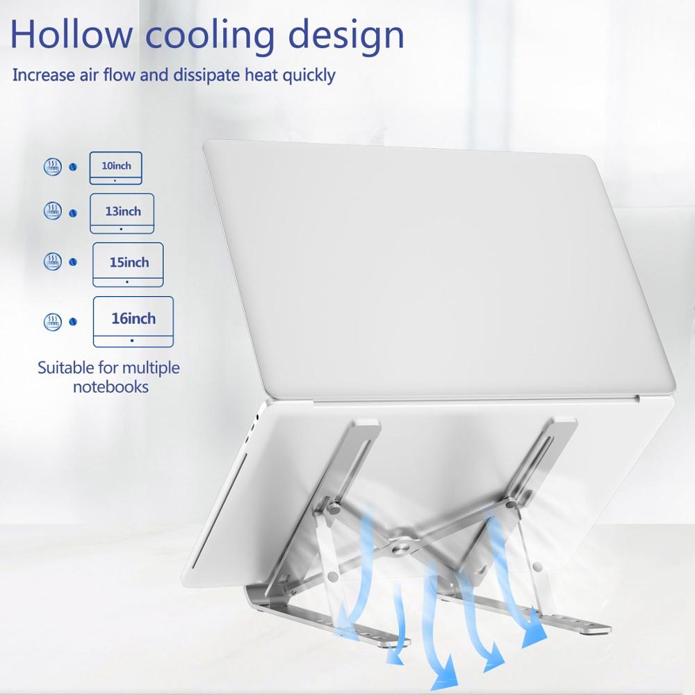 Soporte portátil para MacBook Air Pro, elevador de aluminio ajustable, plegable, 11/13/17 pulgadas
