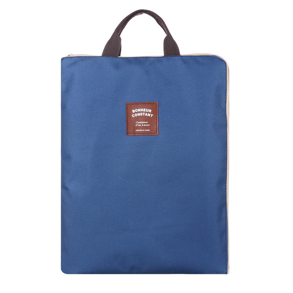 A4 Size Handtas Dubbele Lagen Grote Capaciteit Bestandsmap Duurzaam Waterdicht Handvat Rits Canvas Handtas Voor Zakelijke Documenten: Navy blue-03