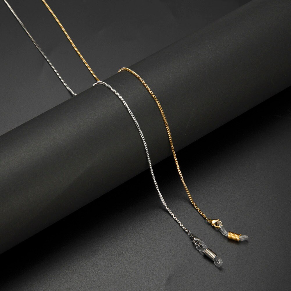 Skyrim Stainless Steel Beaded Glasses Chain Lanyard Women Gold Color Sunglasses Box Chains Eyewear Cord Eyeglass Neck Strap Rope