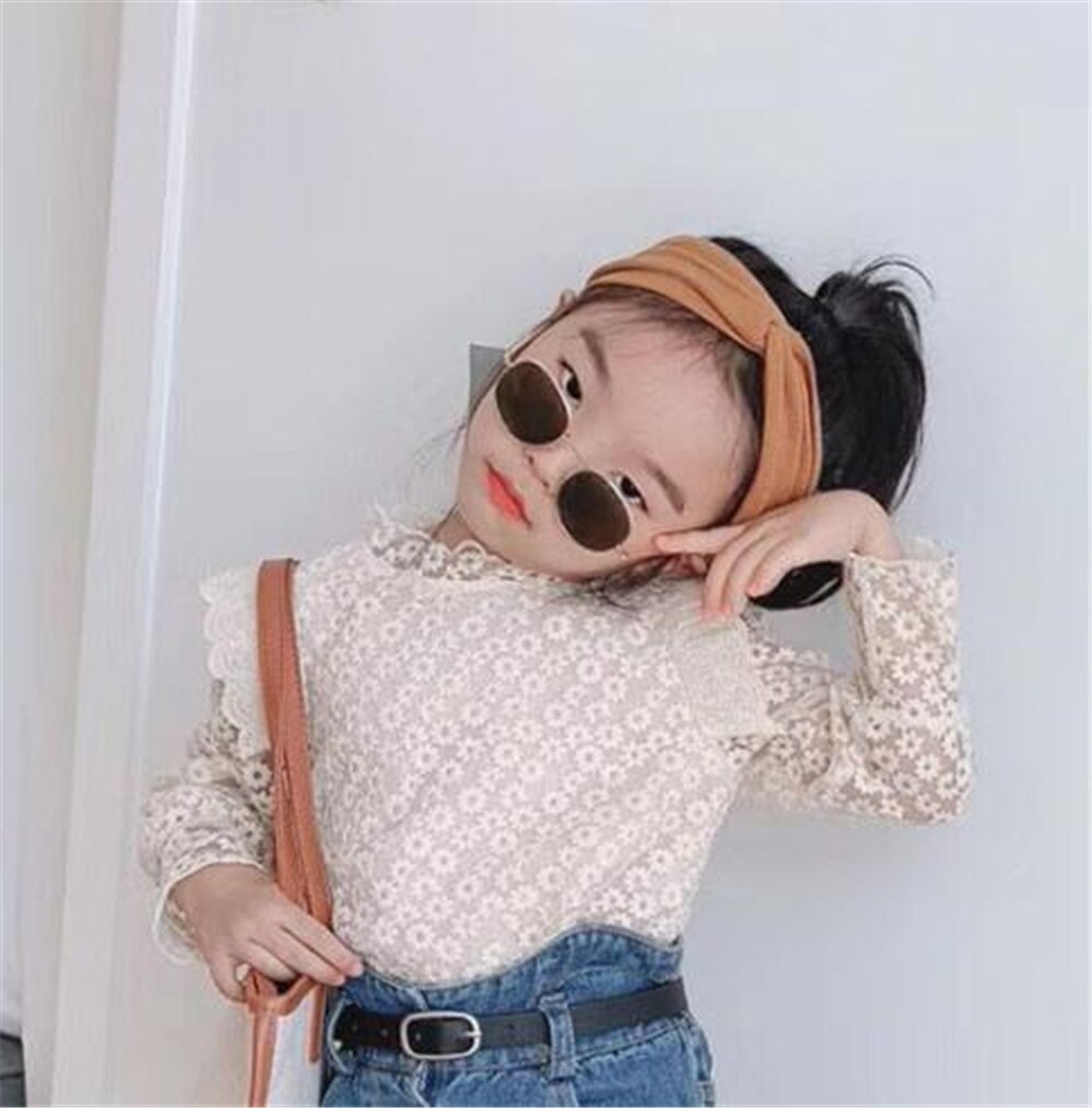 Autumn Girls Long Sleeve Lace Blouses Kids Korean Blouses AA5001