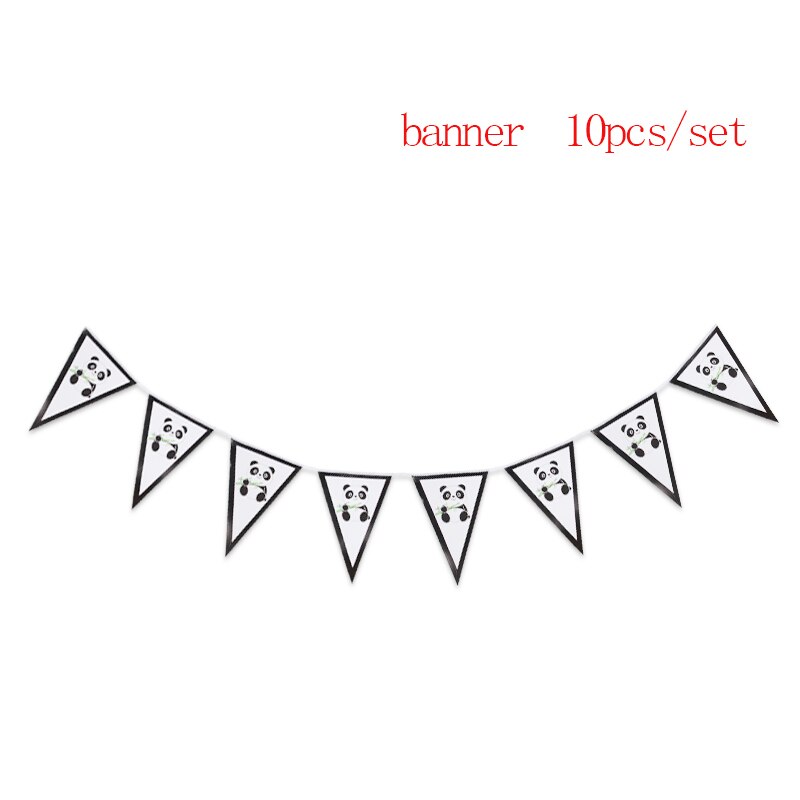 10 pièces/ensemble Panda thème fête papier bannières drapeau bébé douche enfants joyeux anniversaire fête décor papier fanion vaisselle jetable: flags X 10pcs