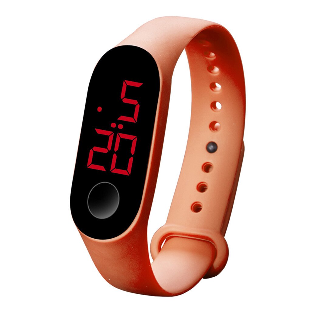 Reloj digital para mujer, reloj electrónico para mujer, con anillo colgante, LED, deportivo, inteligente: orange