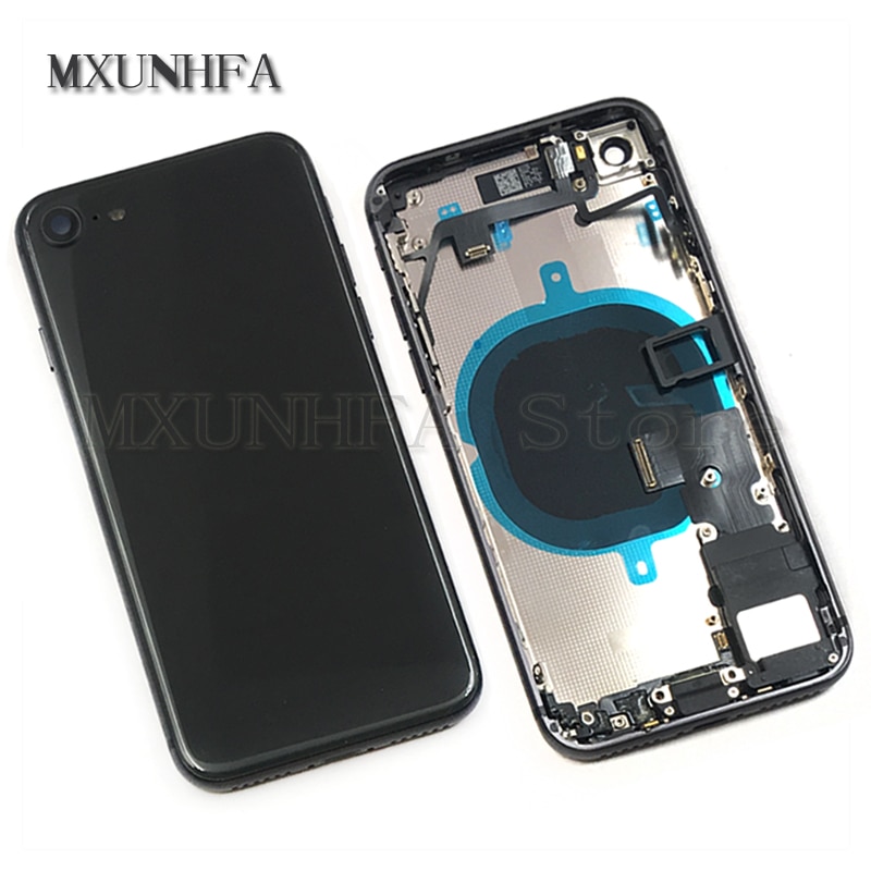 Full Housing for iPhone 8 Plus 8G 8P Back Glass Battery Door Rear Cover Middle Frame Chassis + Flex Cable Assembly Replacement