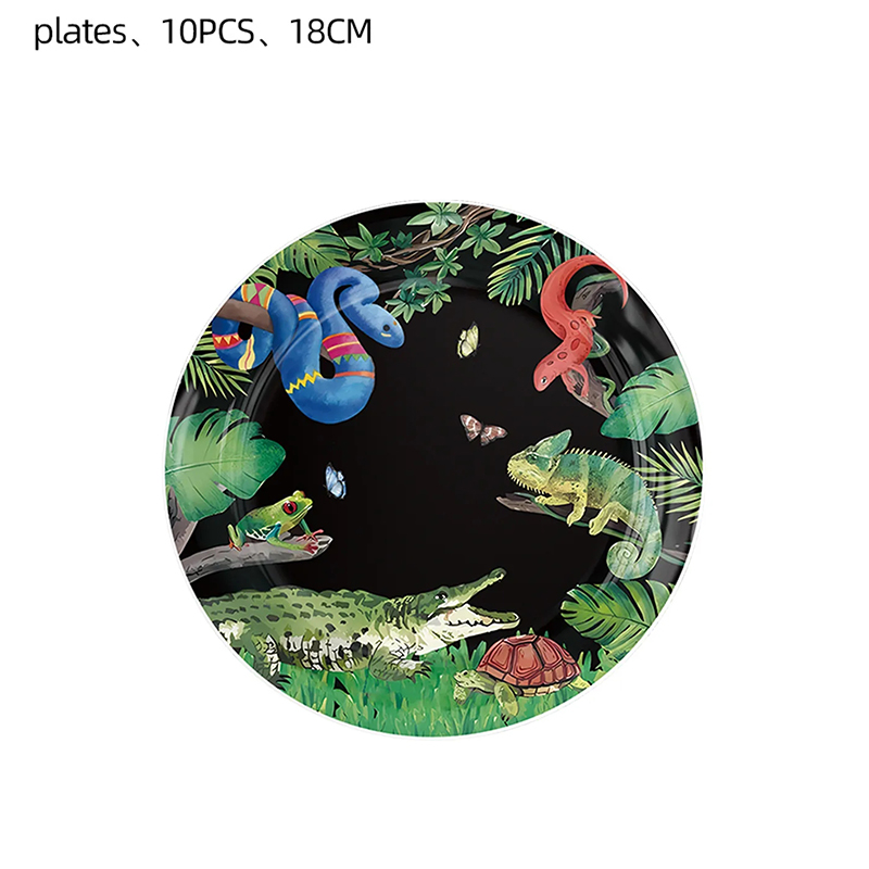 Reptile Birthday Party Decoration Lizard Snake Crocodile Paper Cups Plates Napkins Tablecloth Balloons for Kid Boy Baby Shower