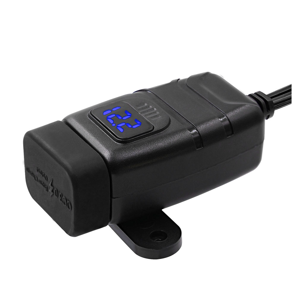 1PC Motorrad Ladegerät Dual USB Hafen 12V praktisch Ladegerät LED Voltmeter mit Schalter: 2