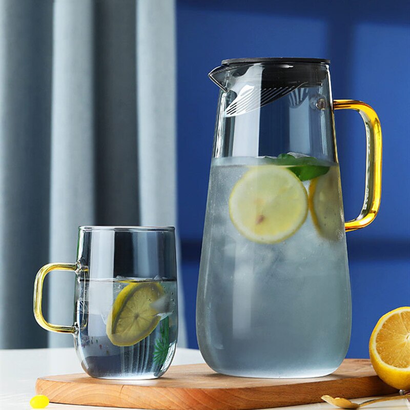 1600ml styl skandynawski żaroodporny szklany czajnik o dużej pojemności gospodarstwa domowego przeciwwybuchowy sok kawy dzbanek robić mleka filtr z pokrywką