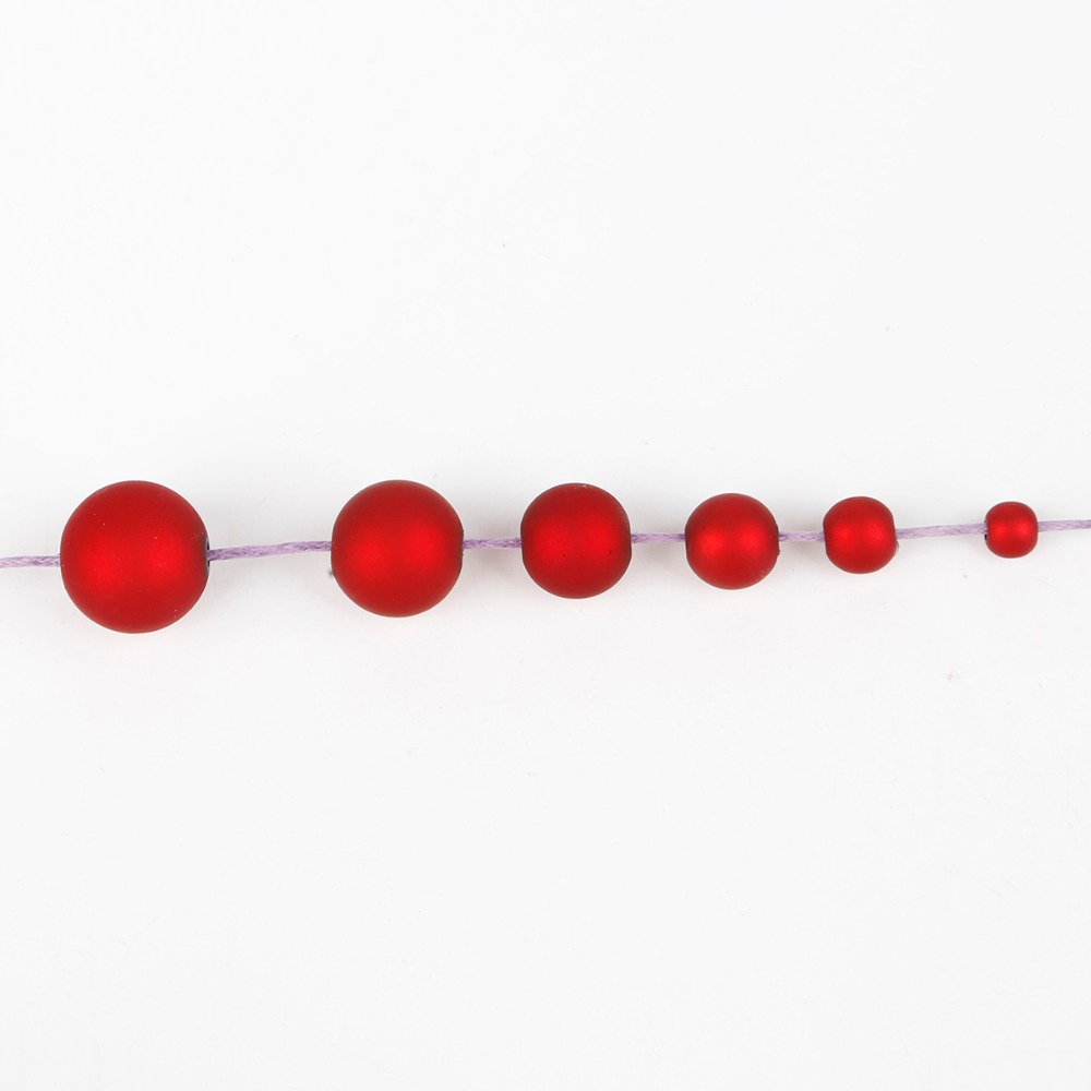 Svarte/røde matt plastrunde perler 6 8 10 12 14 16mm abs-perler med frostet overflate, 15-200 stk. til smykkefremstilling
