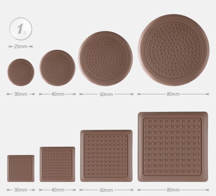 8 stuks siliconen meubelhoezen beschermers pluggen poten voeten vierkant rond vorm bruine tafel karabijn bus bankpoot woonaccessoire