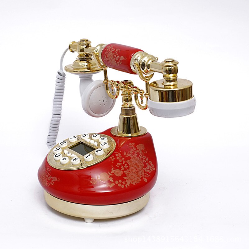 Antieke vintage stijl knop keramische telefoon draaischijf bureau telefoon woondecoratie rode antieke vintage vaste telefoon antieke keramische