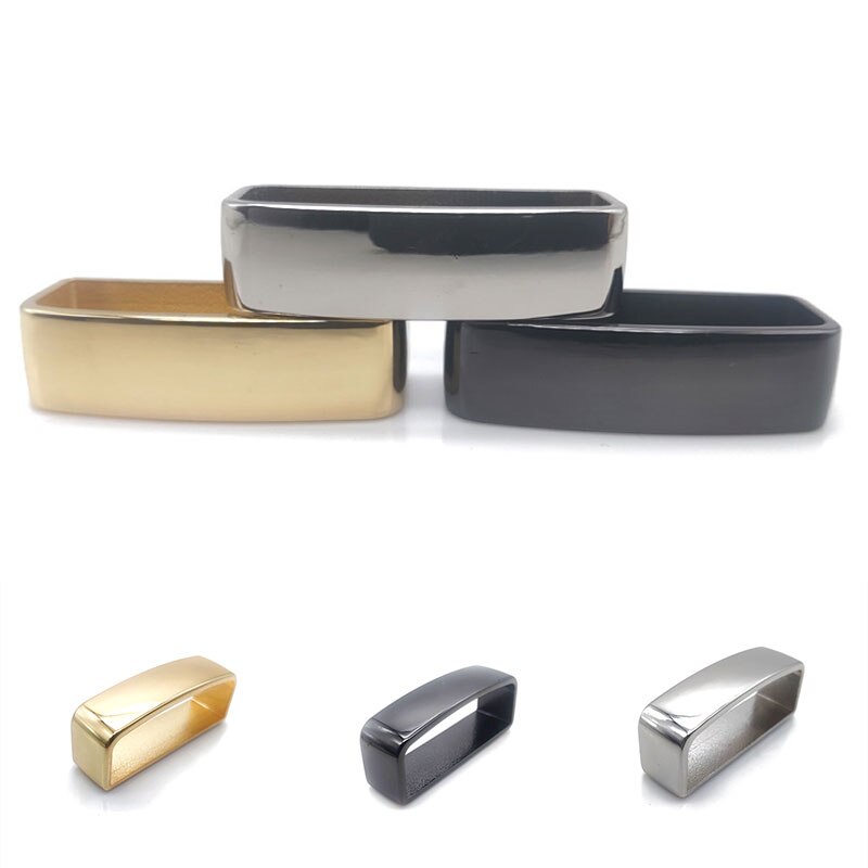 40mm D Shape Square Belt Strap Loop Ring Buckle Brass Belt Keeper for Leather Craft Bag Strap Solid Belt