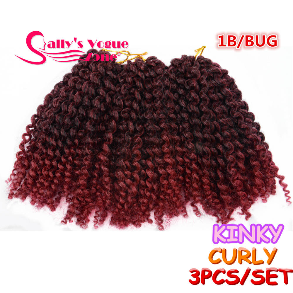 3pcs/set 8Inch Sallyhair Synthetic Marley Braids Crochet Braid Hair Ombre Black Dark Brown Jumbo Braiding Hair Extensions: T1B/530 / 3Pcs/Lot