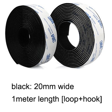 1M Sterke Zelfklevende Klittenbandsluiting Tape Nylon Sticker Adhesive Magic Lijm Voor 16/20/25/30/38/50/100 Mm: 20mm black 1meter