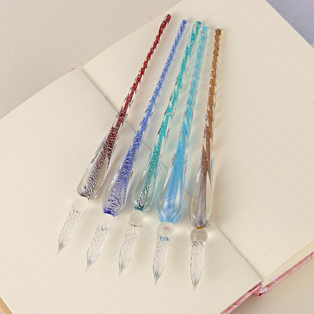 Stylo plume en verre en forme de goutte, porte-plume vintage en cristal pour pratique d&#39;écriture à encre et signature, disponible en 9 coloris, 1 pièce,
