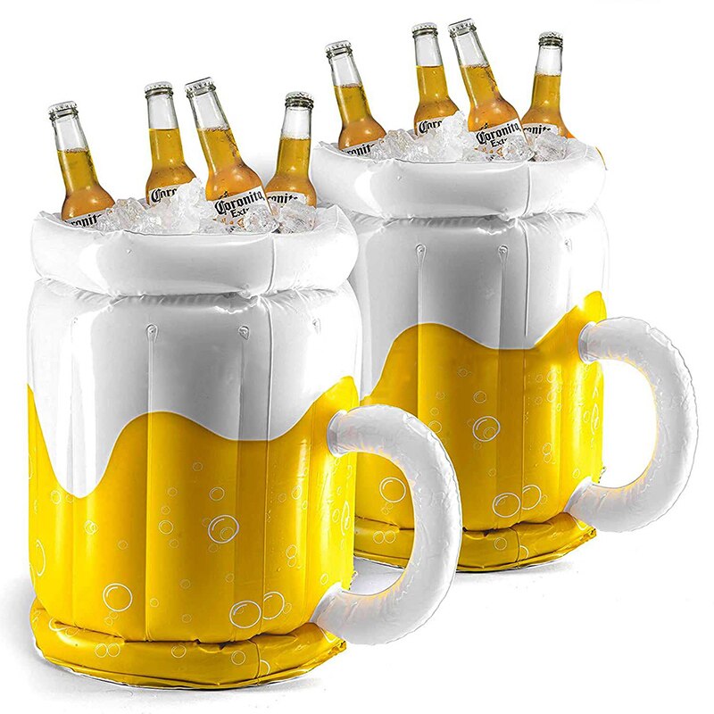 Inflatable Beer Ice Bucket PVC Beer Cooler Bucket Summer Pool Party Swimming Pool Drink Floats Bottle Beach Water Fun Toys