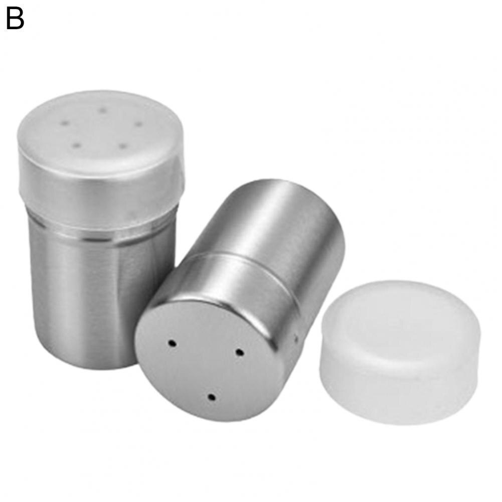 2Pcs Spice Dispensers Excellent Seasoning Spice Dispenser Shaker Stainless Steel Pepper Shakers: B
