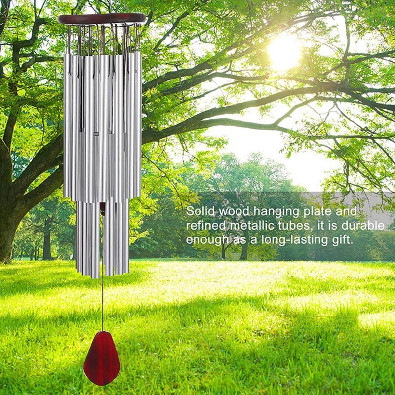 Campanas de viento grandes hechas a mano, 27 tubos, campanas de colibrí afinadas para exteriores, calmante melódico, decoración de tonos profundos