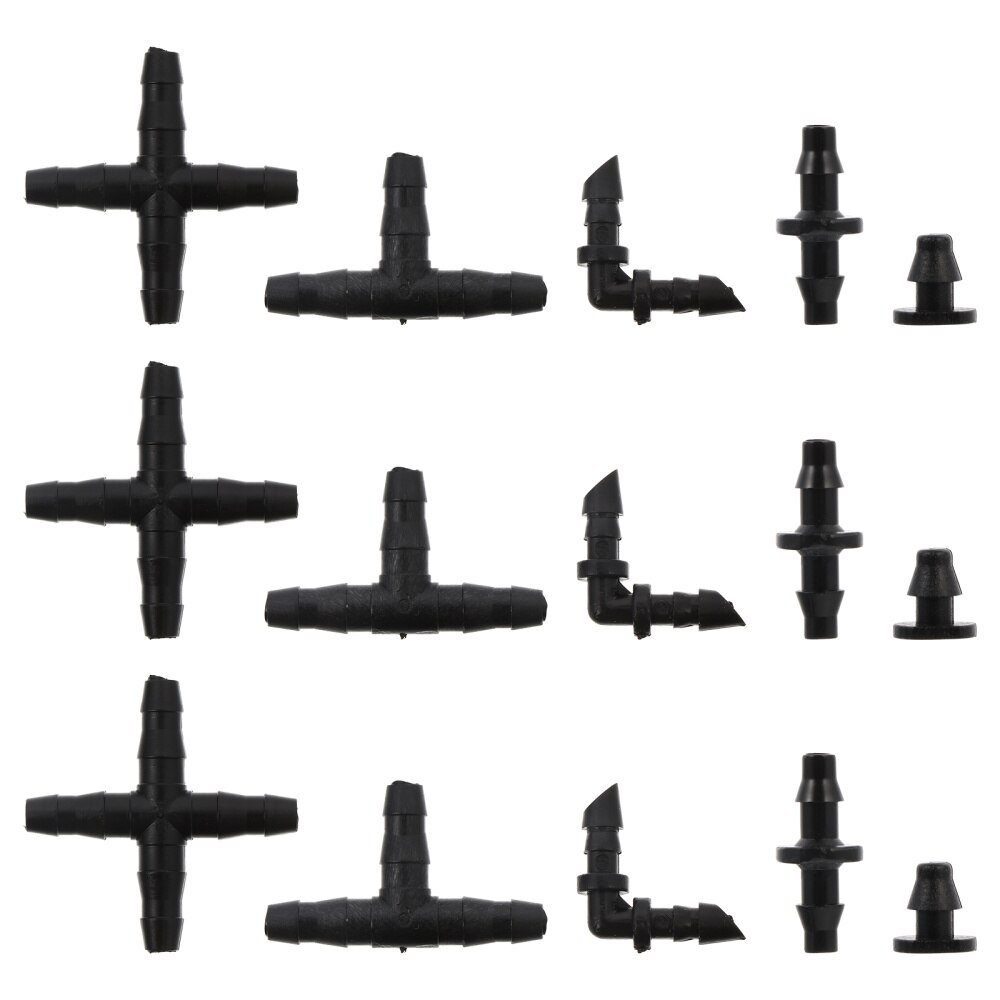 1 Set/200PCS Irrigation Fitting 4-Way Elbow Tee Straight Barb End Plug Coupling