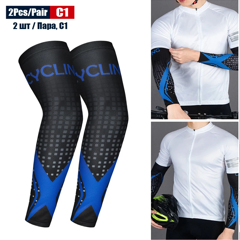 1 Paar Sport Fietsen Armmouwen Anti-Uv Zonwering UPFArm Compressiehoes voor Hardlopen Basketbal Voetbal Vissen: XL / Zilver