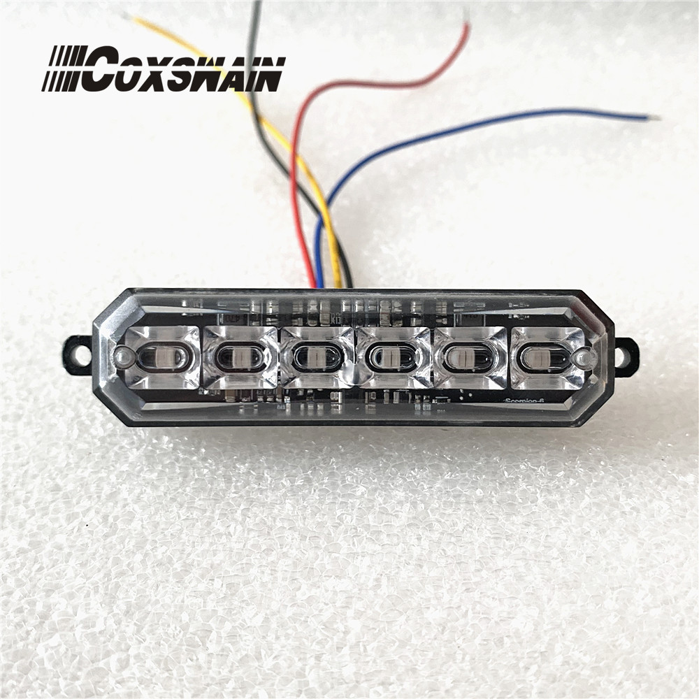 Luz LED estroboscópica para parrilla de coche, luces Flash de montaje en superficie, luz de advertencia de peligro para policía, ambulancia, vehículos de camión de bomberos, 6x3W, 1 unidad