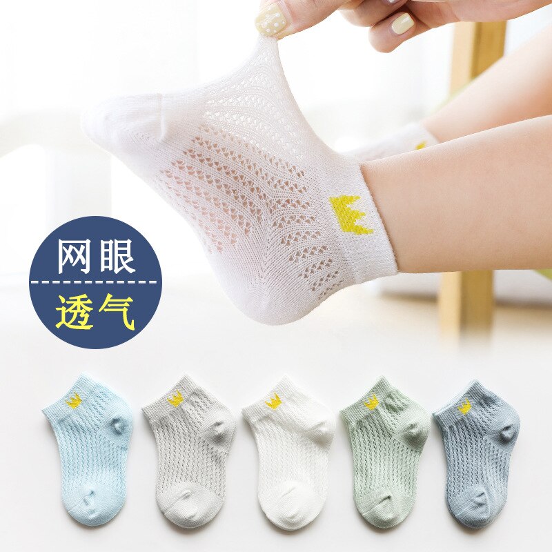 Calcetines finos de verano para niños, medias de algodón transpirables de malla, para mujer mayor de 1 a 12 años, de dibujos animados para bebés, primavera y verano