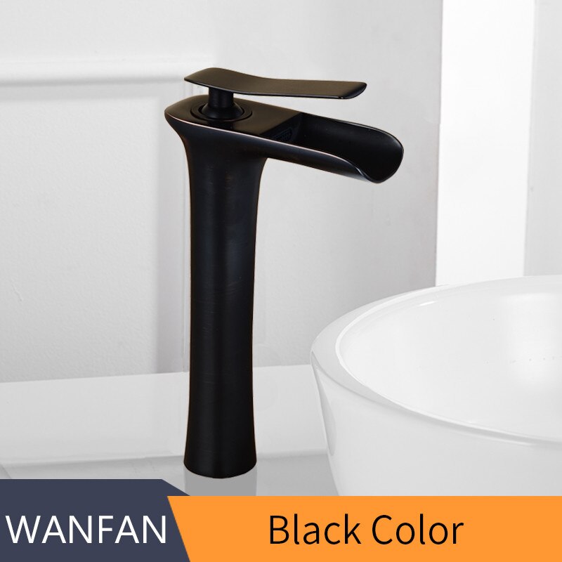 Wastafelkranen Moderne Witte Badkamer Kraan Watervalkranen Enkel Gat Koud en Warmwaterkraan Wastafel Kraan Mengkranen 6008: Black / G1/2