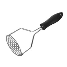 Aardappelstamper Rvs Aardappelpuree Stamper Knoflook stamper Verpletteren Keuken Tool Zwart Handvat Met Gat Voor Opknoping