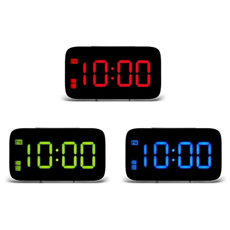 Stor skärm tyst digital väckarklocka elektronisk klocka led display spegel snooze bord skrivbord väckarklockor natt ljus